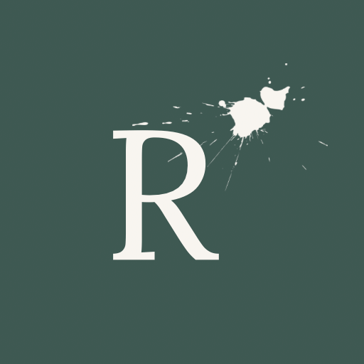 Stilisiertes R für Rezerette mit Tintenklecks