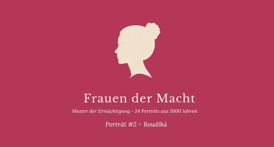 Titelbild Frauen der Macht, Portrait 2 – Boudika, Silhouette auf Himbeerrot