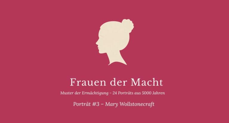 Titelbild Frauen der Macht, Portrait 3 – Mary Wollstonecraft, Silhouette auf Himbeerrot